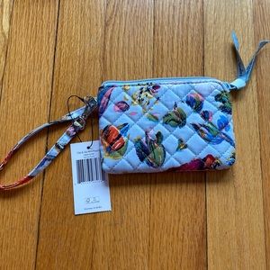 NWT Vera Bradley Light Blue Sea Air Floral Clip and Zip Mini Pouch